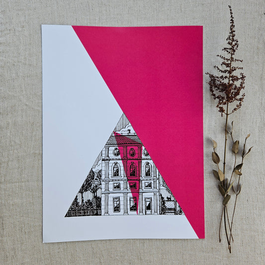 Affiche | Ville Triangle couleur framboise