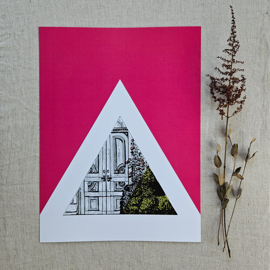 Affiche | Porte Triangle couleur framboise