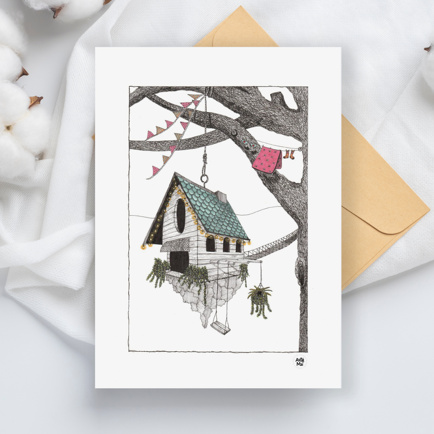 Carte de souhait | Maison suspendue