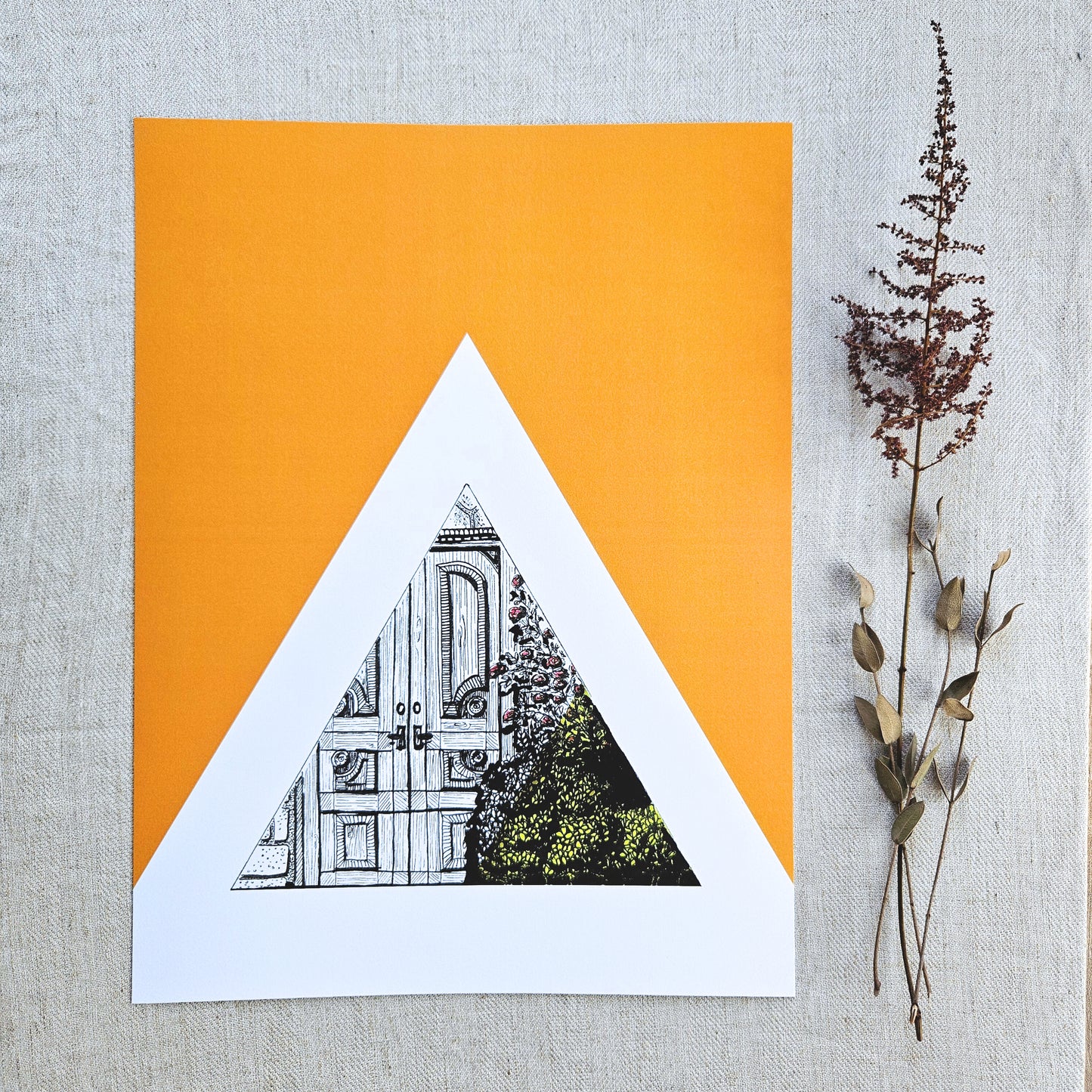 Affiche | Porte Triangle couleur orange