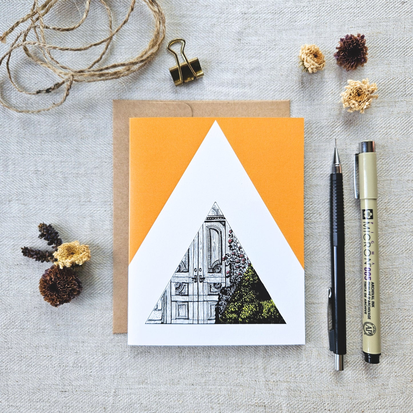 Carte de souhait | Porte Triangle couleur orange
