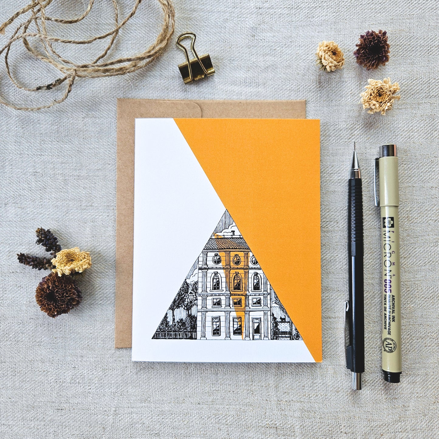 Carte de souhait | Ville Triangle couleur orange