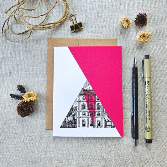 Carte de souhait | Ville Triangle couleur framboise