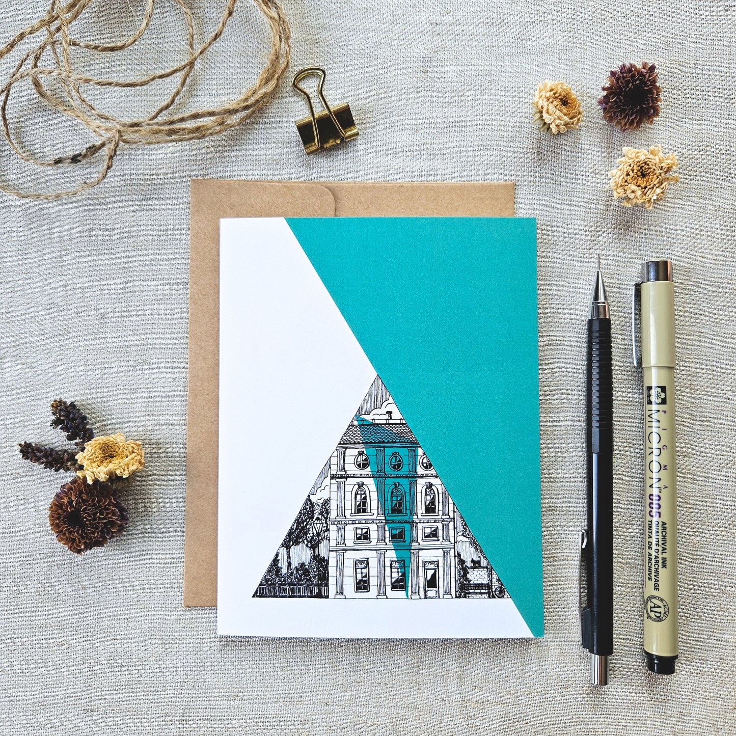 Carte de souhait | Ville Triangle couleur turquoise